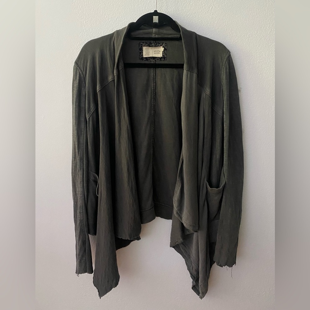 Anthropologie Gray Draped Cardigan | 100% Cotton, Size Small